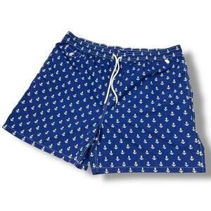 Polo Ralph Lauren Anchor Print Swim Trunks Sz 3XB Big Navy Blue Nautical Shorts